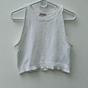 Madewell Knit Tank Top Women’s Medium White Sleeveless Sweater Vest Cropped